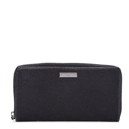 Gucci Monogram Metal Bar Zip Around Wallet Black 1 of 6