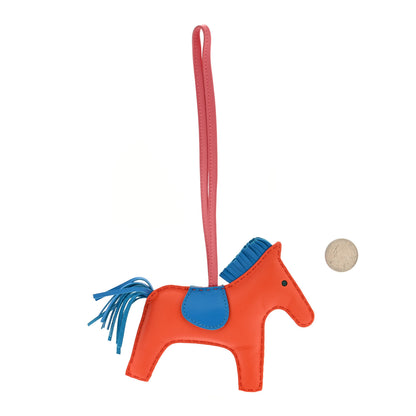 Hermes Milo Lambskin Grigri Rodeo Horse Bag Charm MM Orange Bleu Zanzibar Rose Azalee 2 of 3