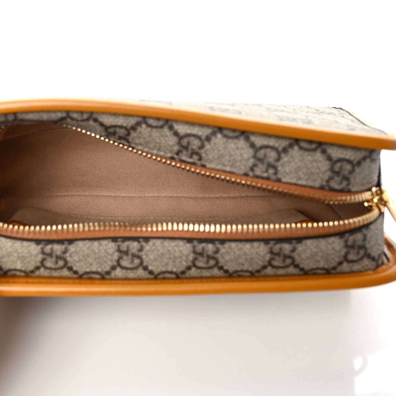 Gucci GG Supreme Monogram Textured Calfskin Retro Interlocking G Travel Pouch Beige Yellow 5 of 7
