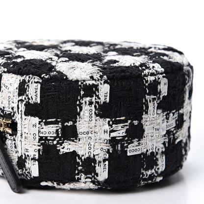 Chanel Tweed Quilted Round Clutch With Chain Black Ecru White 7 of 10