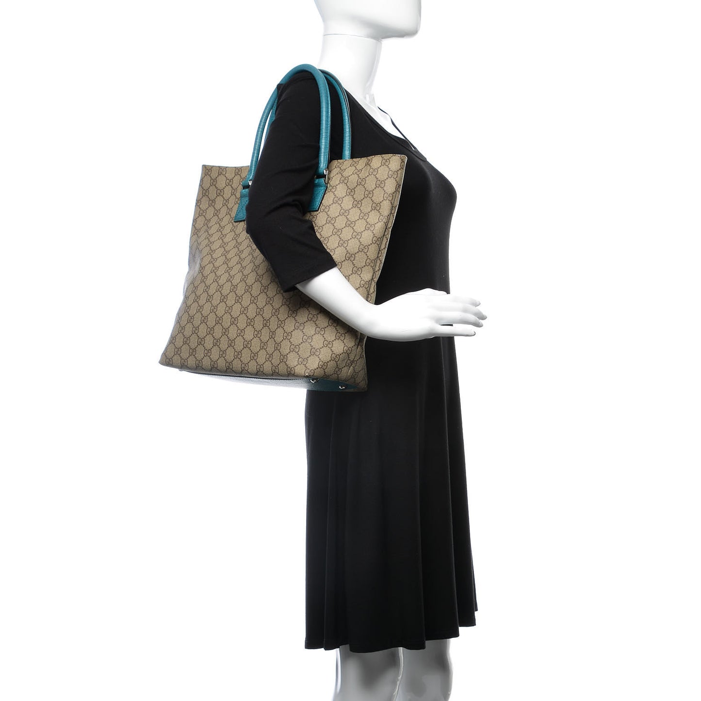 GG Plus Monogram Small Vertical Tote Turquoise