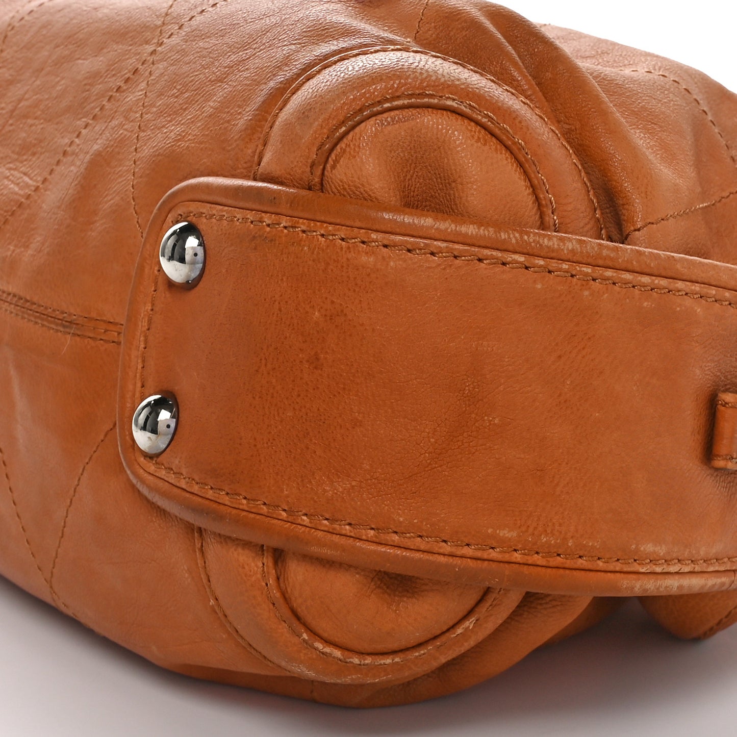 Calfskin Stitched Bowler Light Brown