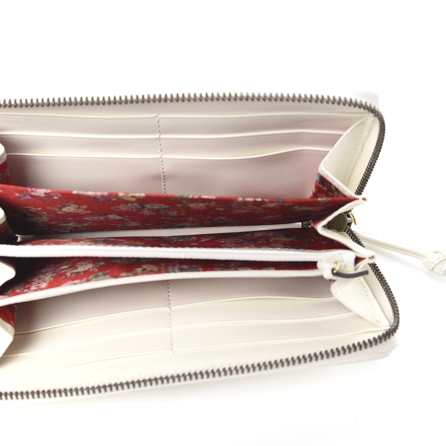 Calfskin Web Trapuntata GG Zip Around Wallet Off White