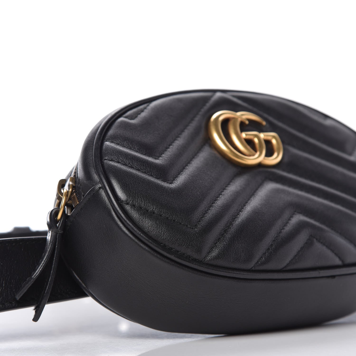 Gucci Calfskin Matelasse GG Marmont Belt Bag 85 34 Black 6 of 10