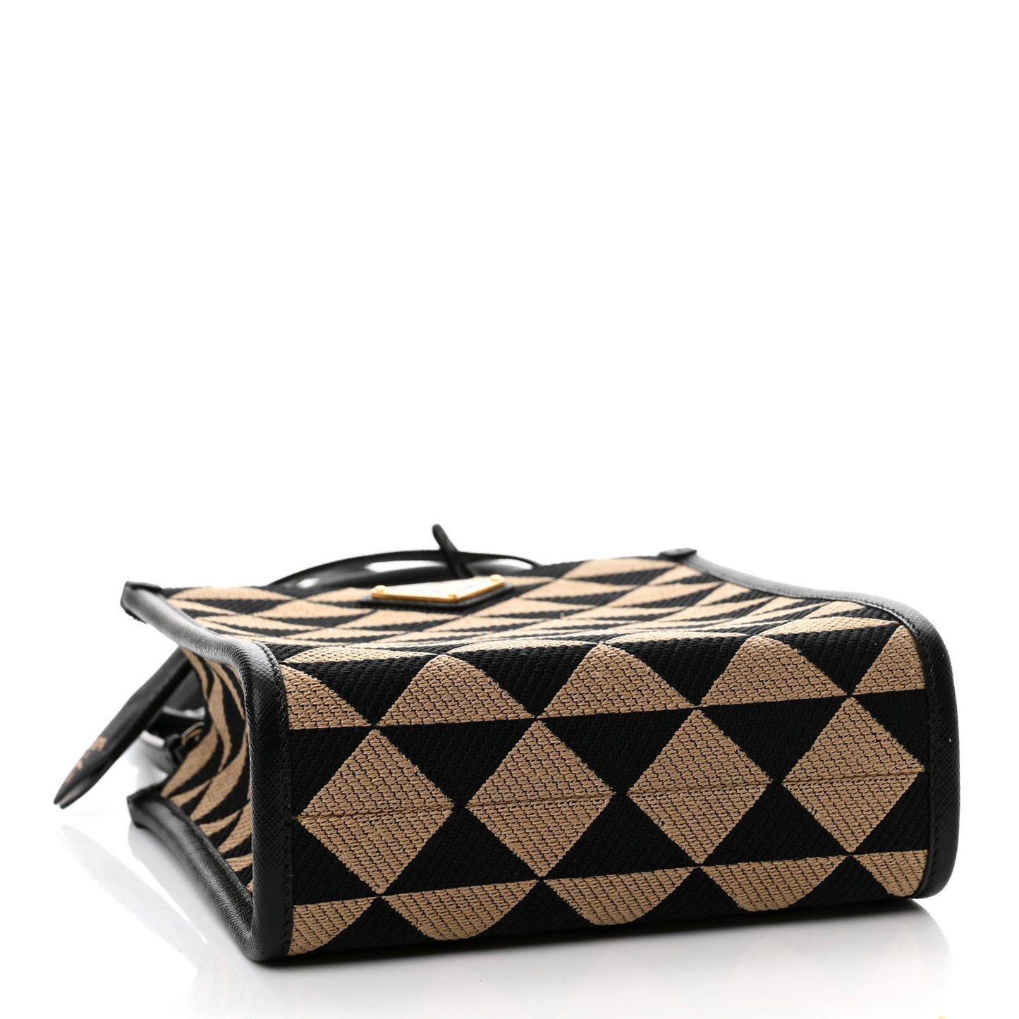 Jacquard Saffiano Triangolo Symbole Embroidered Micro Tote Black Corda