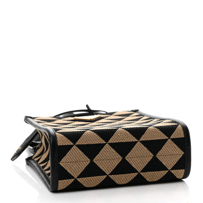 Prada Jacquard Saffiano Triangolo Symbole Embroidered Micro Tote Black Corda 4 of 9