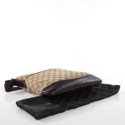 Gucci Monogram Calfskin Perforated Medium Flat Messenger Bag Dark Brown 4 of 8