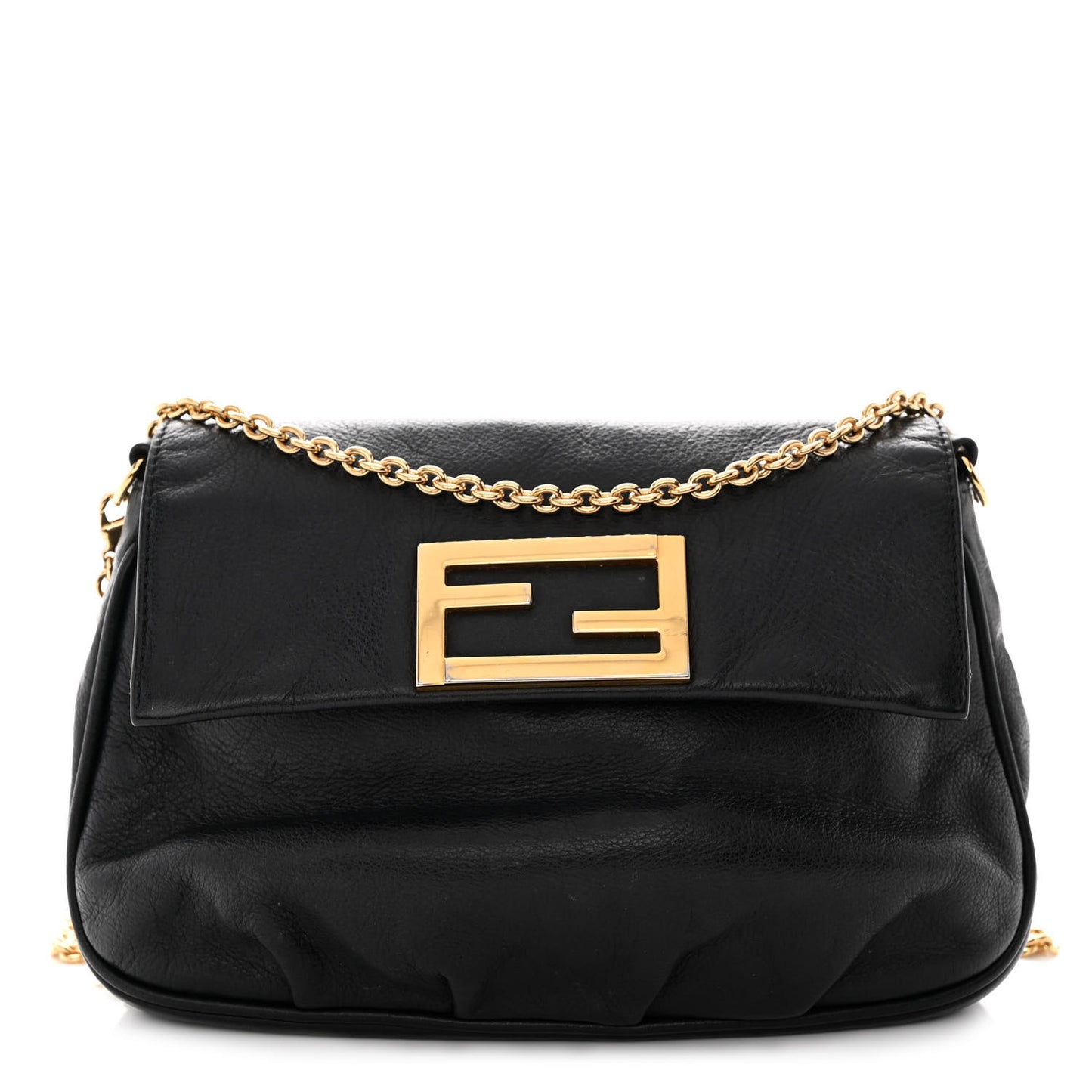 Vitello Flamingo Fendista Pouchette Crossbody Black