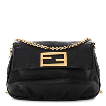 Fendi Vitello Flamingo Fendista Pouchette Crossbody Black 1 of 10