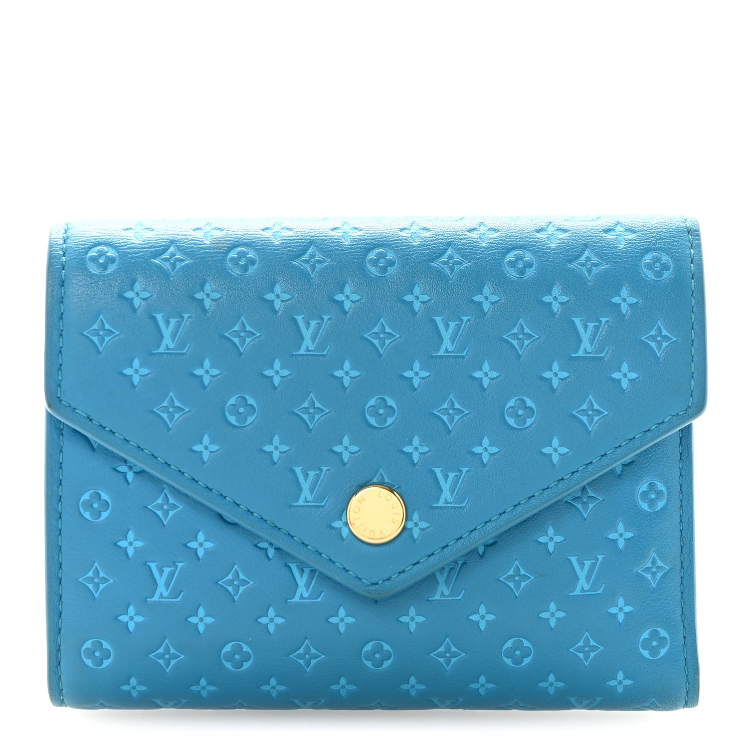 Louis Vuitton Calfskin Nanogram Embossed Victorine Wallet Bleu 1 of 6