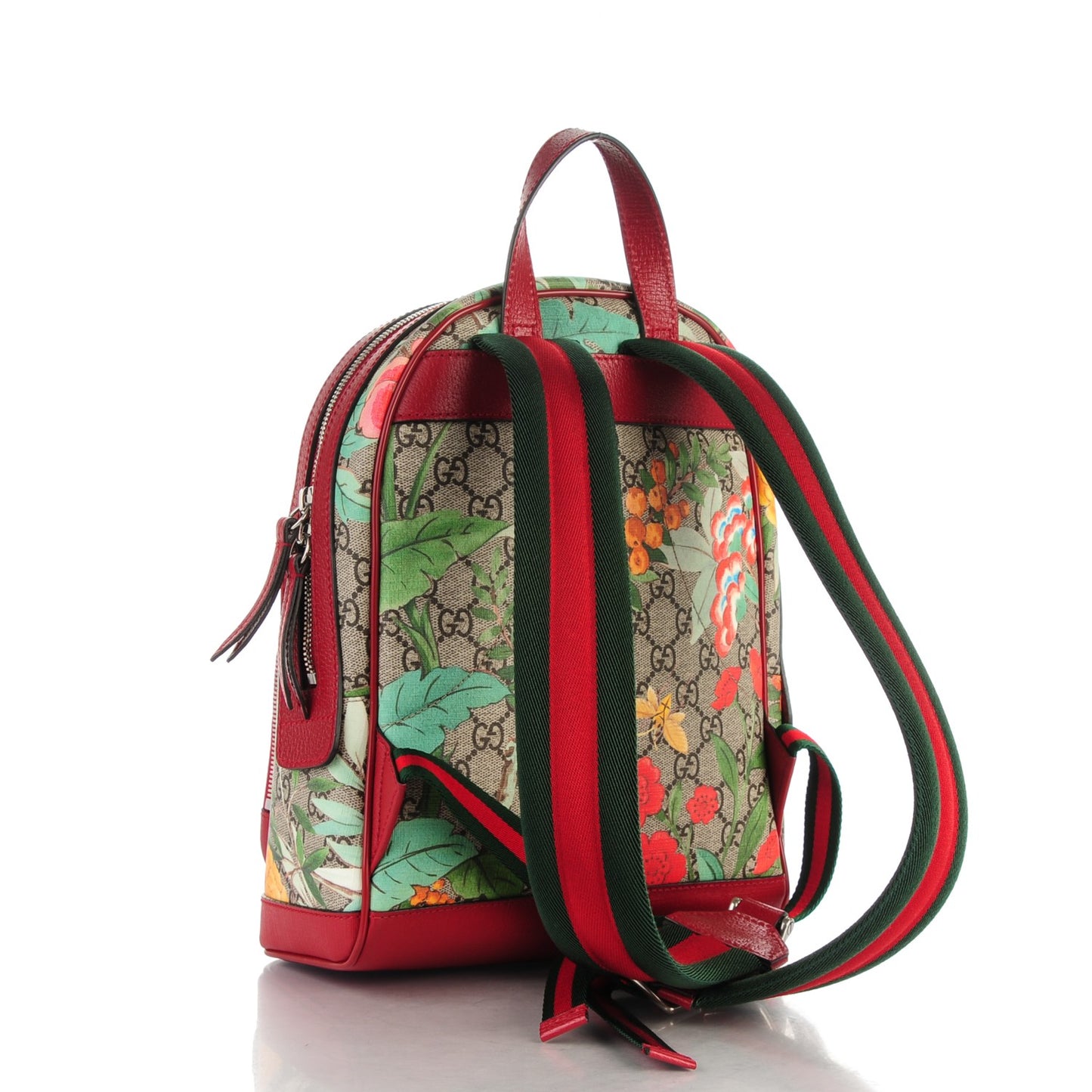 GG Supreme Monogram Tian Web Small Day Backpack Beige Multicolor Red