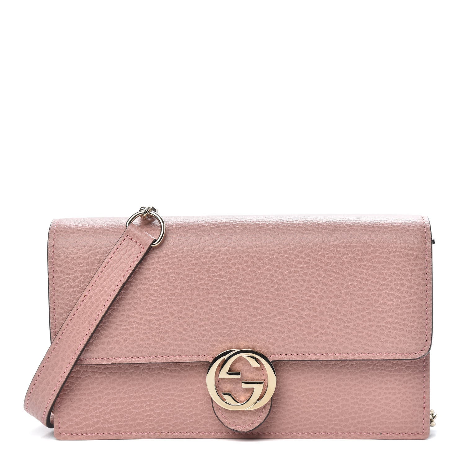 Gucci Dollar Calfskin Interlocking G Chain Wallet Soft Pink 1 of 9