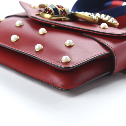 Gucci Nappa Pearl Studded Mini Queen Margaret Broadway Shoulder Bag Hibiscus Red 9 of 10
