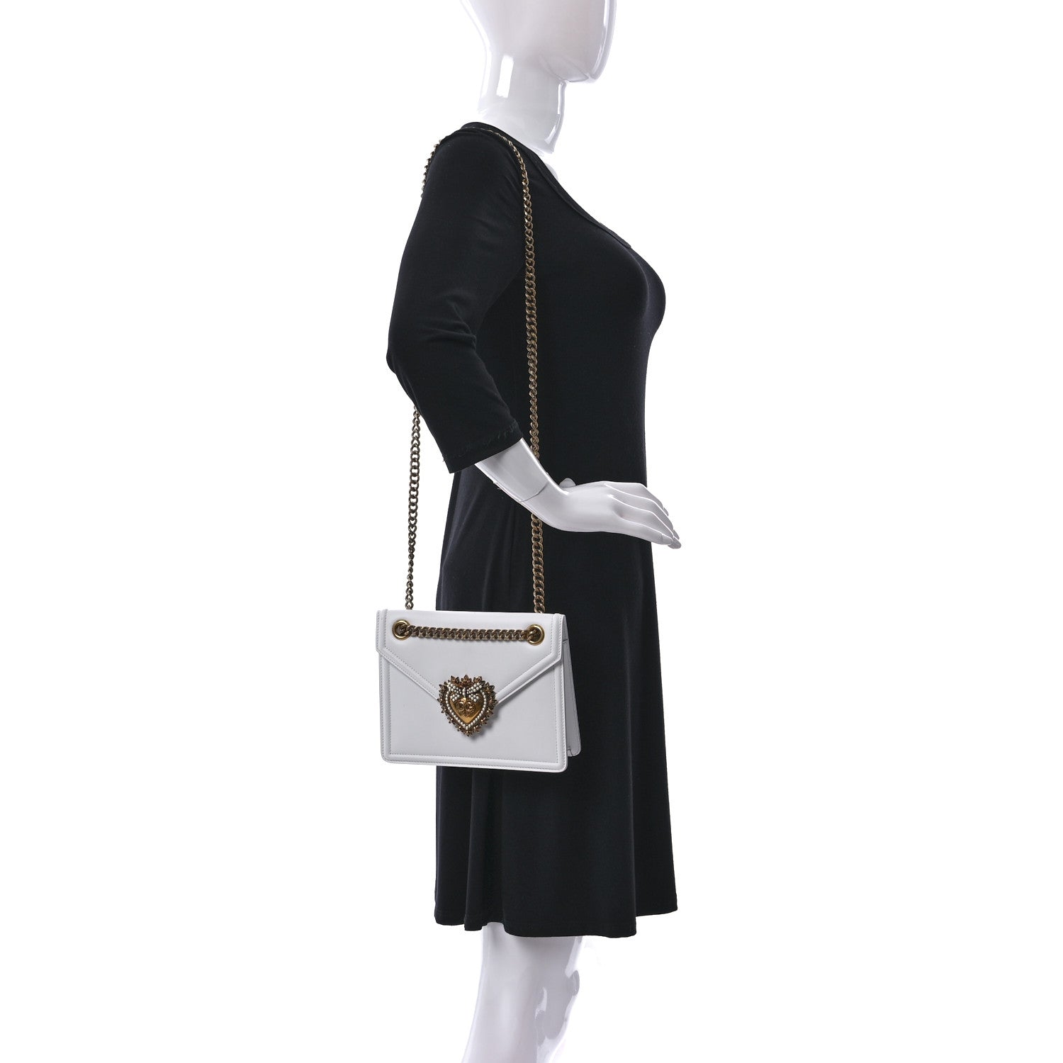 Dolce & Gabbana Smooth Calfskin Medium Devotion Crossbody Bag White 2 of 11