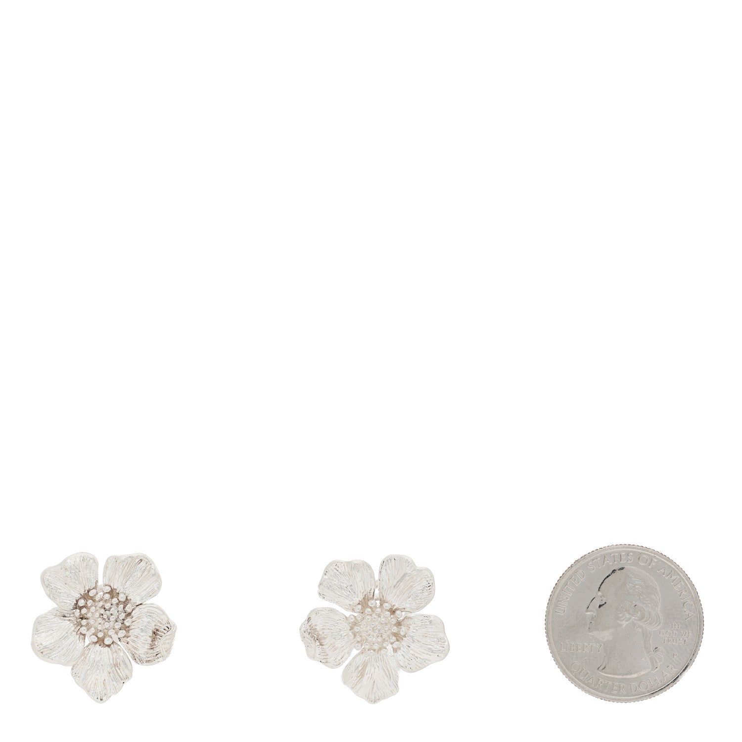 Tiffany Sterling Silver Dogwood Blossom Flower Earrings 2 of 4