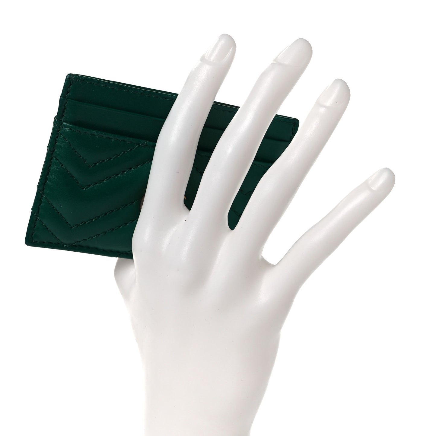 Calfskin Matelasse GG Marmont Card Holder Emerald Green