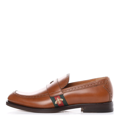 Gucci Calfskin Mens Web Bee Spirit Loafers 10 Cuir 1 of 11