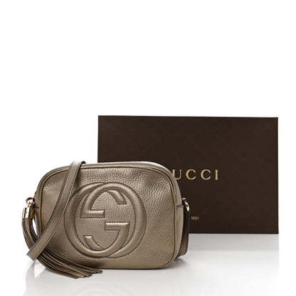 Gucci Metallic Pebbled Calfskin Small Soho Disco Bag Golden Beige 12 of 12