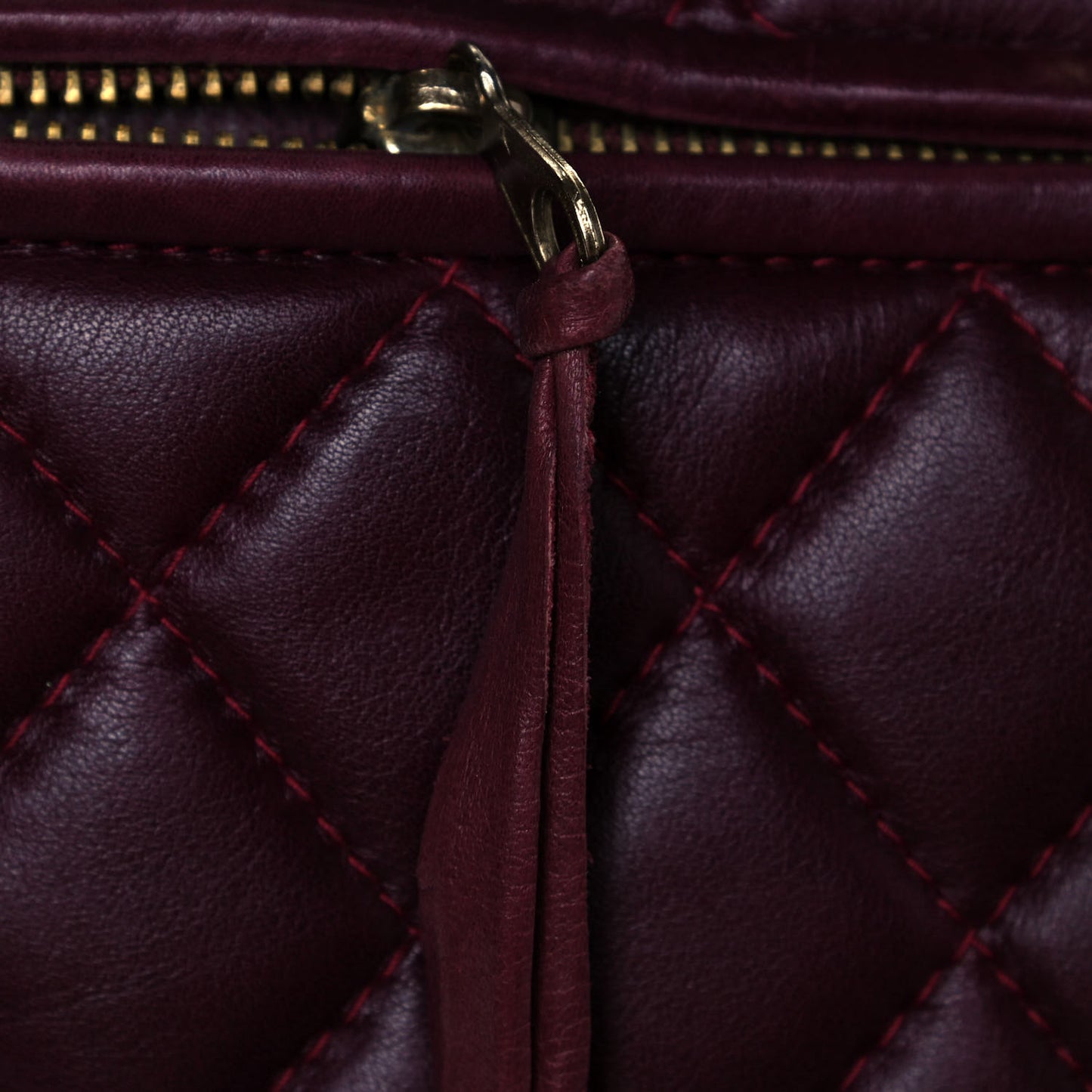 Lambskin Quilted Tote Burgundy
