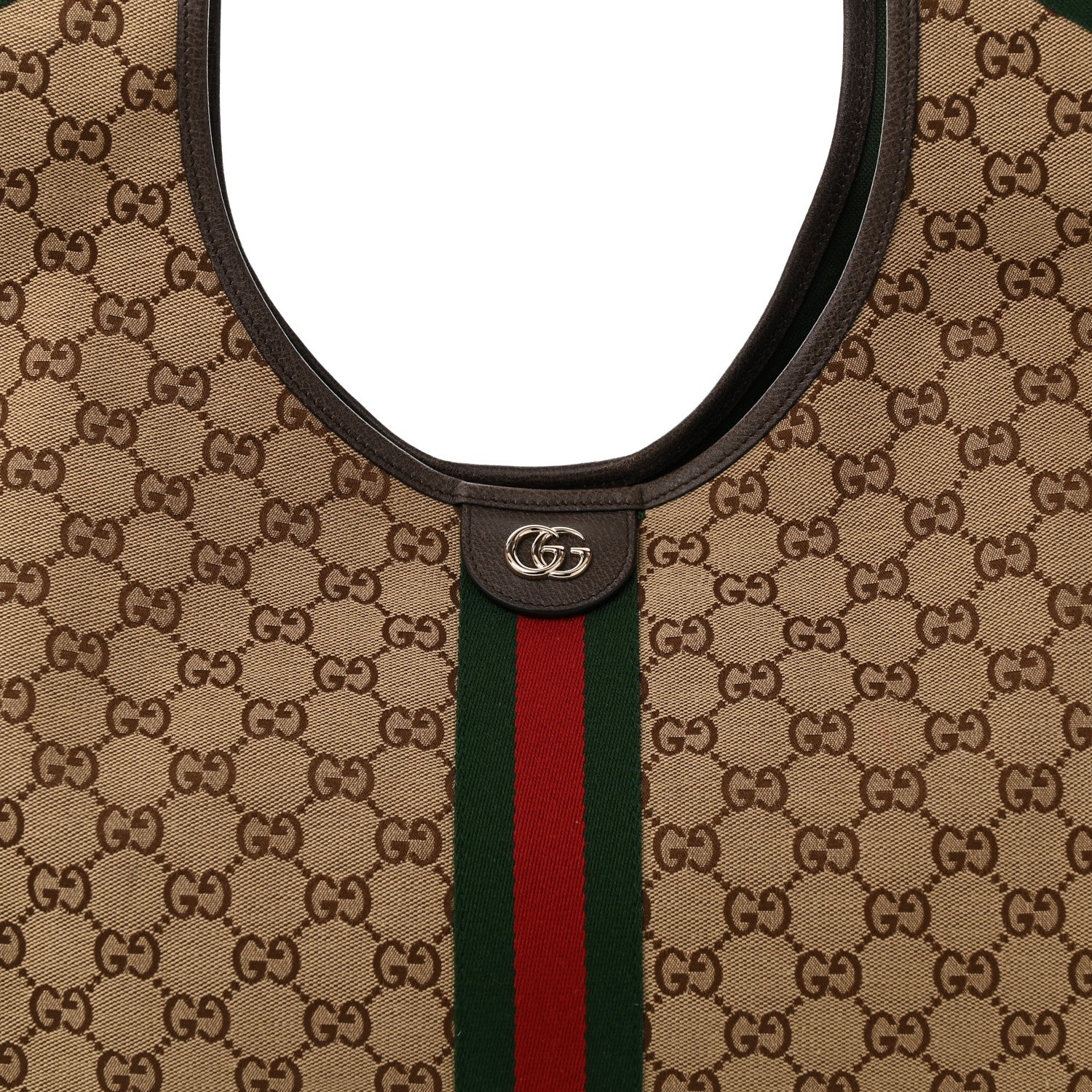 Gucci GG Monogram Web Large Giglio Tote Beige Brown 8 of 10