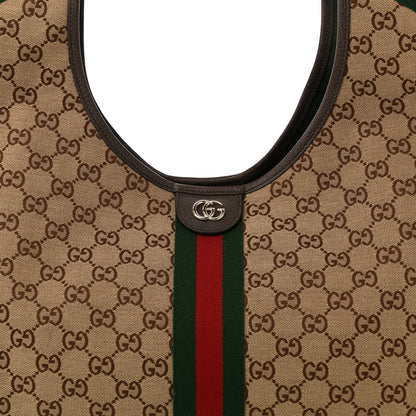 Gucci GG Monogram Web Large Giglio Tote Beige Brown 8 of 10