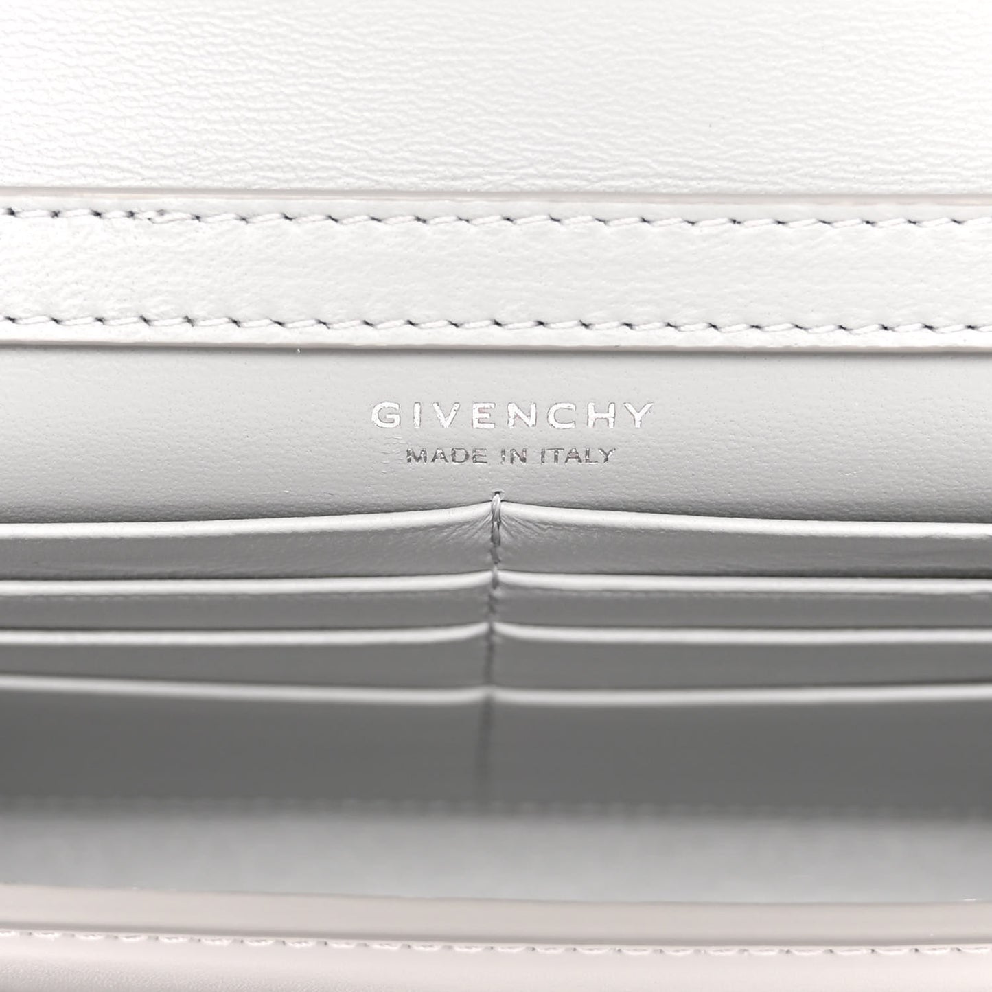 Calfskin 4G Wallet on Chain Cloud Grey