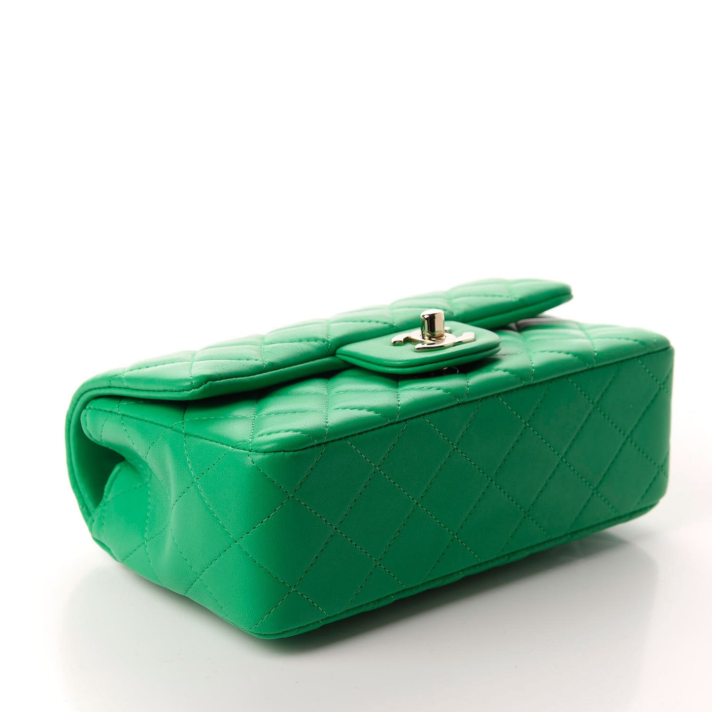 Lambskin Quilted Mini Rectangular Flap Green