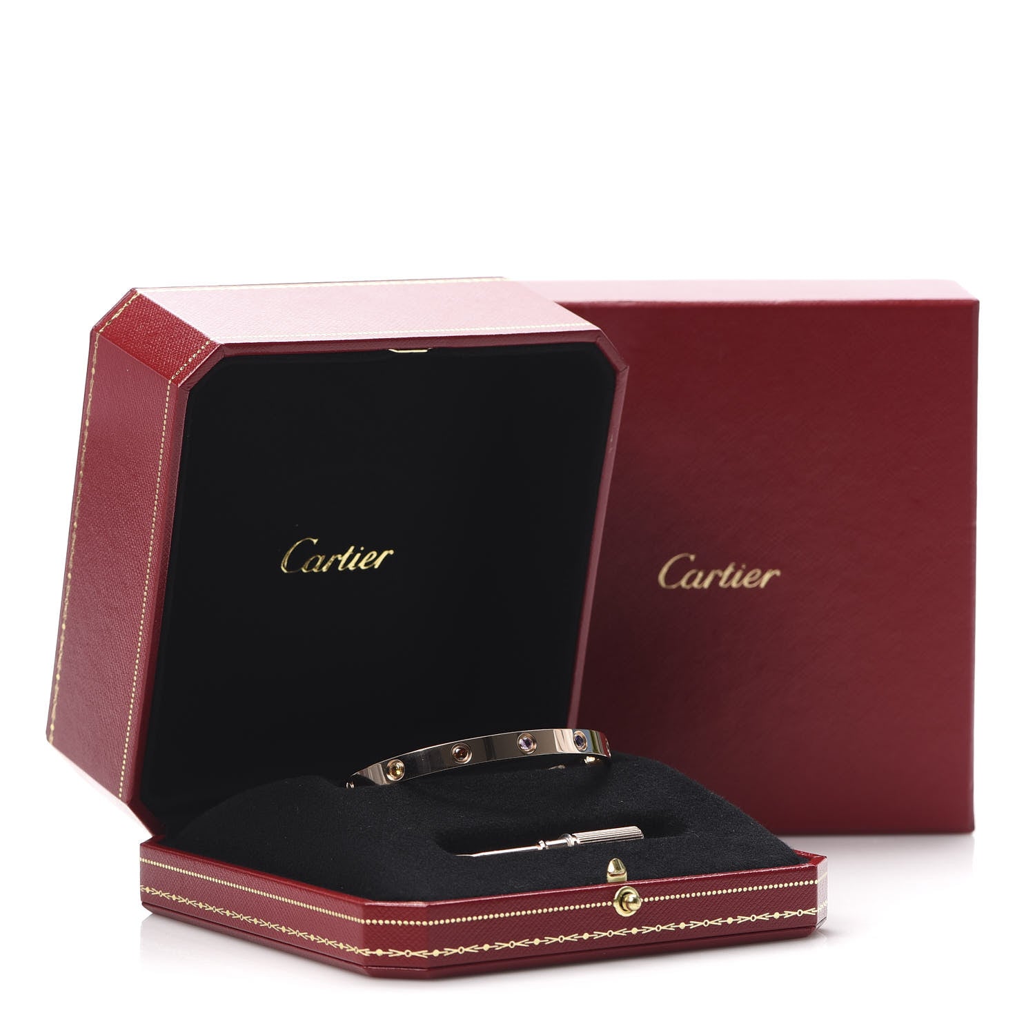 Cartier 18K Pink Gold Sapphire Garnet Amethyst LOVE Bracelet 18 8 of 8