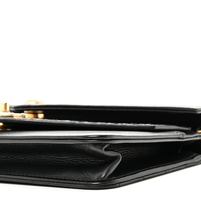 Chanel Calfskin Elaphe Double Chevron Mini Wallet On Chain WOC Black 11 of 12