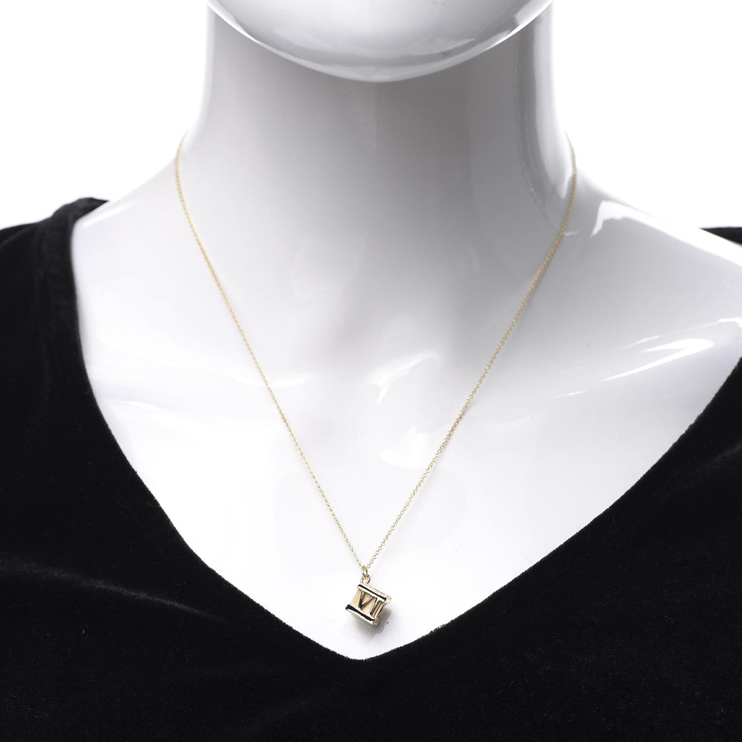 18K Yellow Gold Atlas Cube Pendant Necklace