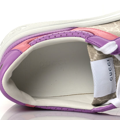 Gucci Calfskin GG Supreme Monogram Perforated Womens Platform 55mm Sneakers 39.5 Wild Cherry Beige Mystic White Bright Purple 7 of 8