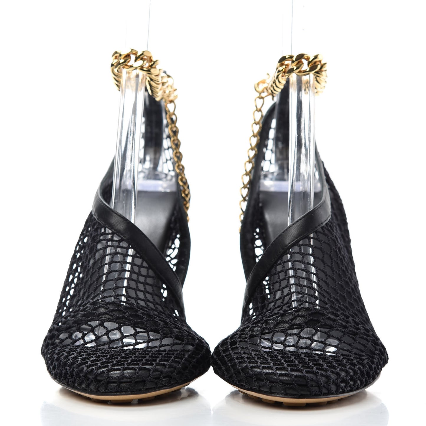 Mesh Nappa Chunky Chain Sandals 35 Black