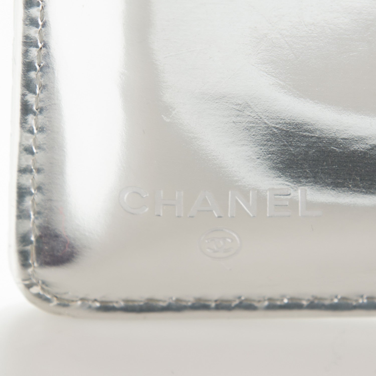 Chanel Patent Calfskin Embossed CC Yen Wallet Silver 7 of 9