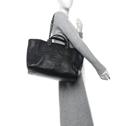 Chanel Calfskin Medium Deauville Tote Black 2 of 13