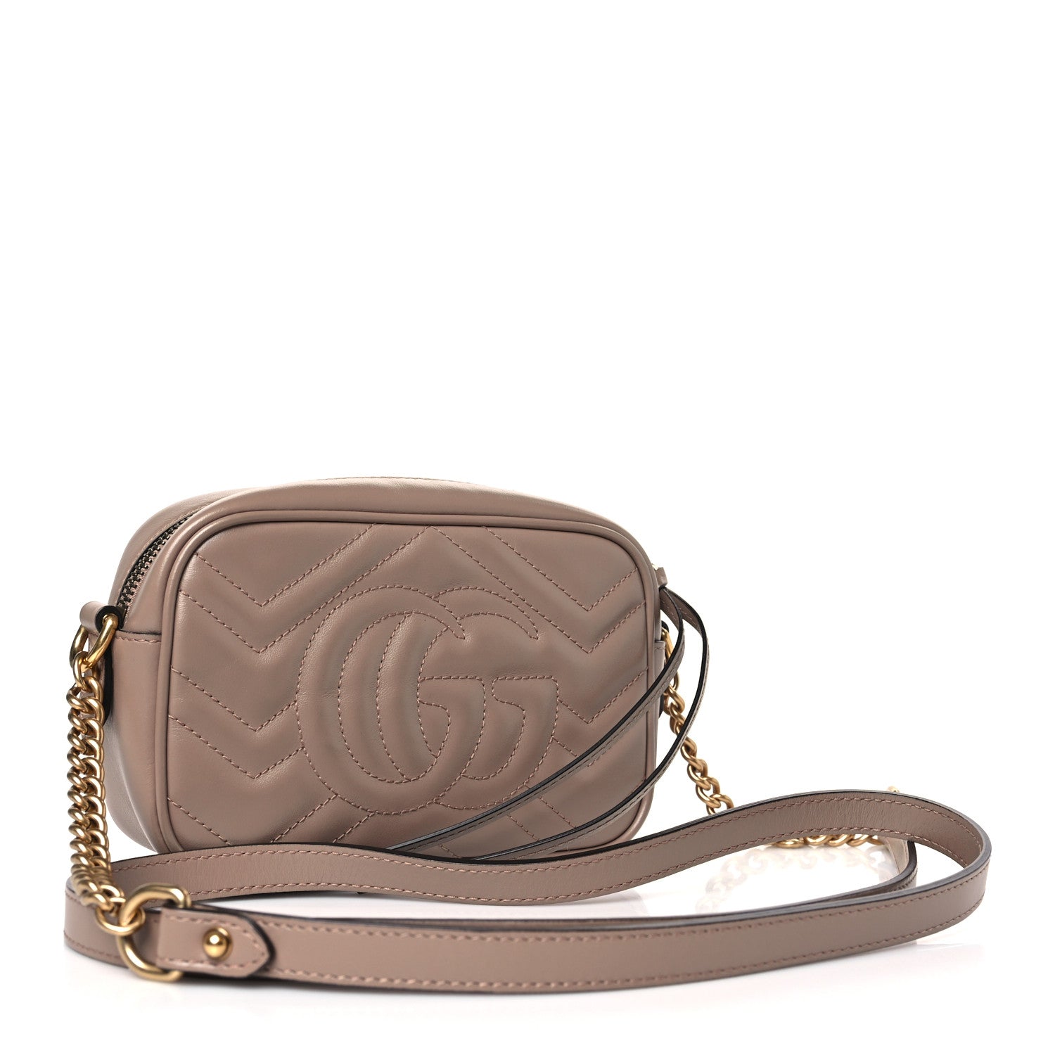 Gucci Calfskin Matelasse Mini GG Marmont Chain Shoulder Bag Porcelain Rose 3 of 10