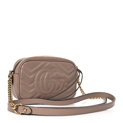 Gucci Calfskin Matelasse Mini GG Marmont Chain Shoulder Bag Porcelain Rose 3 of 10