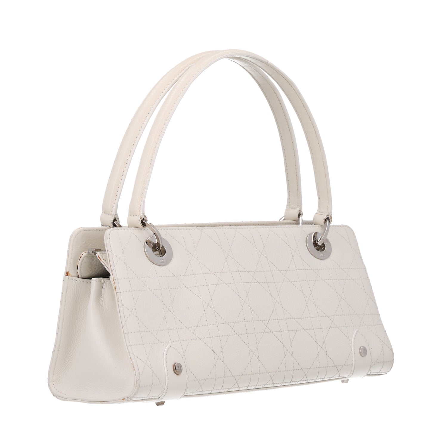 Calfskin Cannage Stitched East West Lady Dior White