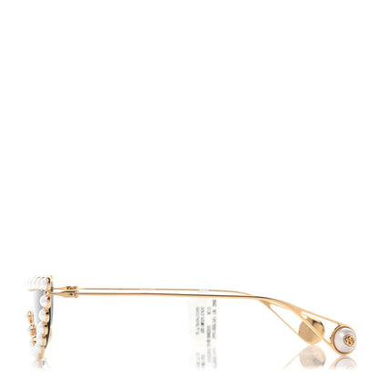 Gucci Metal Pearl Cat Eye Sunglasses GG0364S Gold 3 of 9