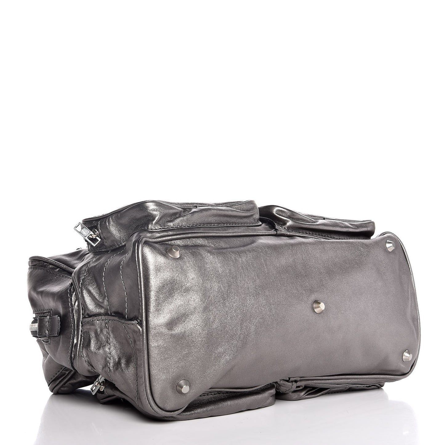 Metallic Calfskin Large Betty Shoulder Bag Charbon