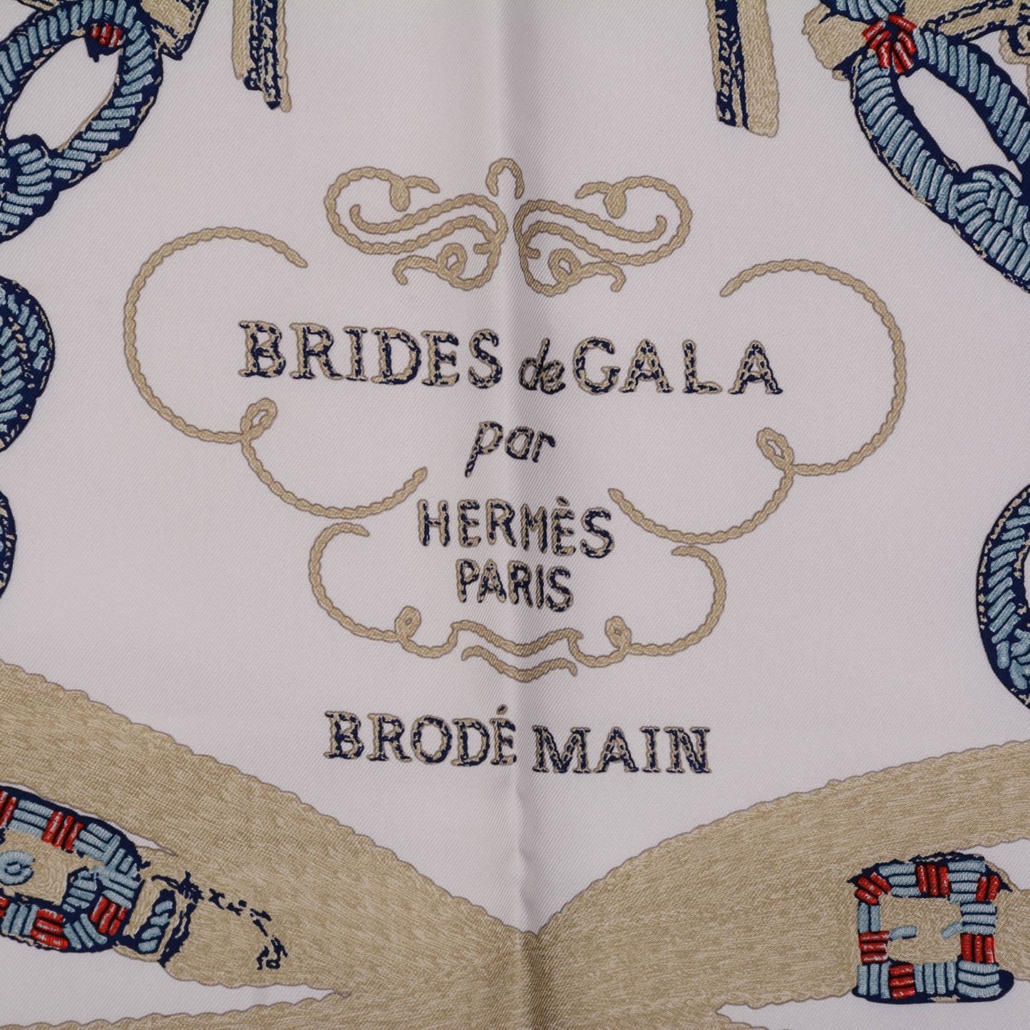Silk Brides De Gala Scarf 90 Marine Blanc Beige