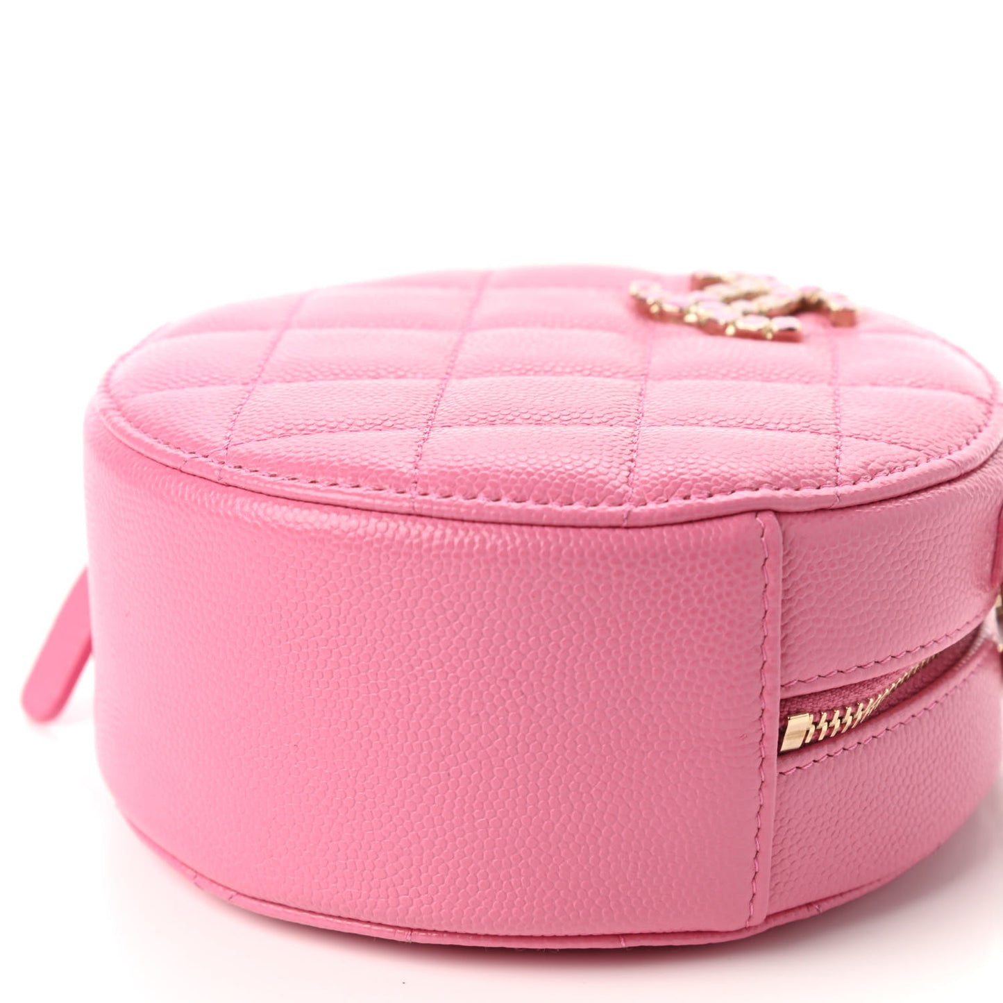 Caviar Quilted Gripoix CC Round Clutch With Chain Pink