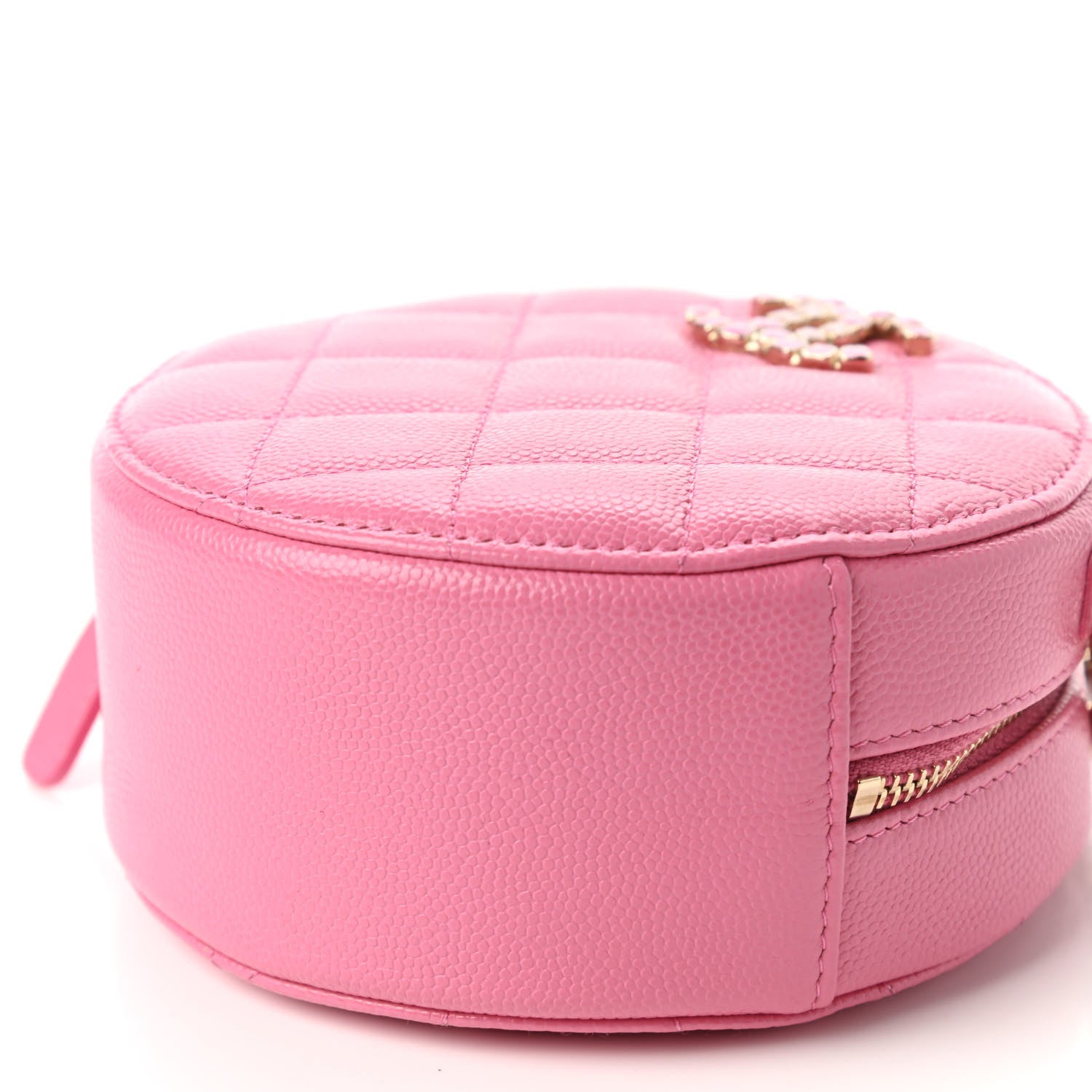 Chanel Caviar Quilted Gripoix CC Round Clutch With Chain Pink 7 of 11