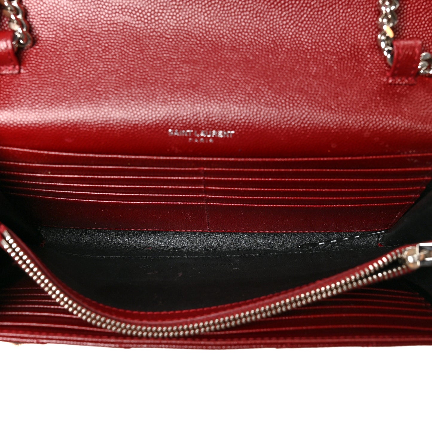 Grain De Poudre Matelasse Chevron Monogram Chain Wallet Palissandre