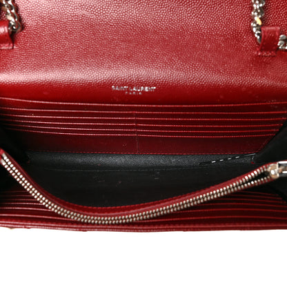 Saint Laurent Grain De Poudre Matelasse Chevron Monogram Chain Wallet Palissandre 5 of 10