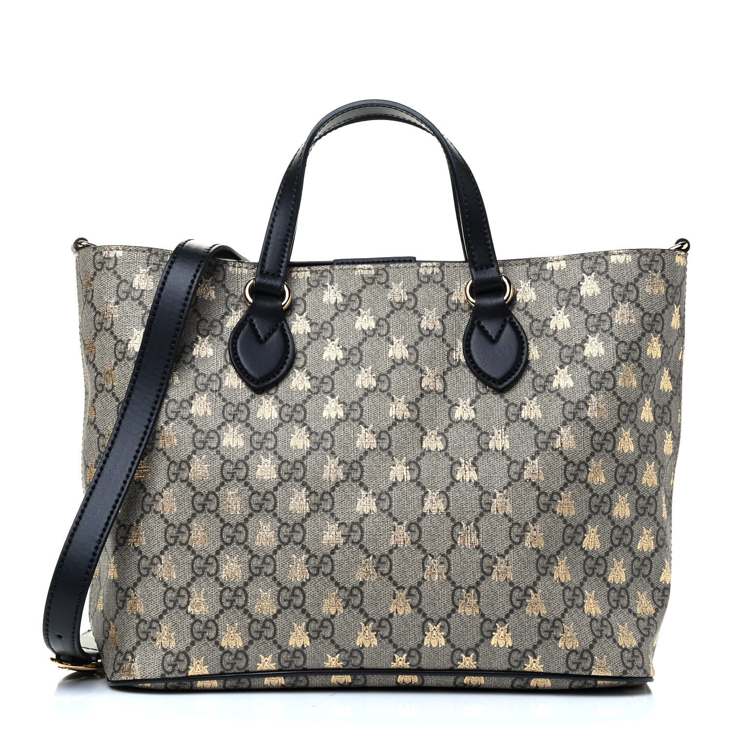Gucci Soft GG Supreme Monogram Bees Small Crossbody Tote Beige Oro Black 1 of 4