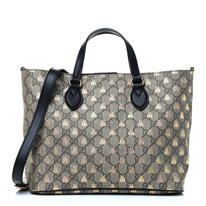 Gucci Soft GG Supreme Monogram Bees Small Crossbody Tote Beige Oro Black 1 of 4