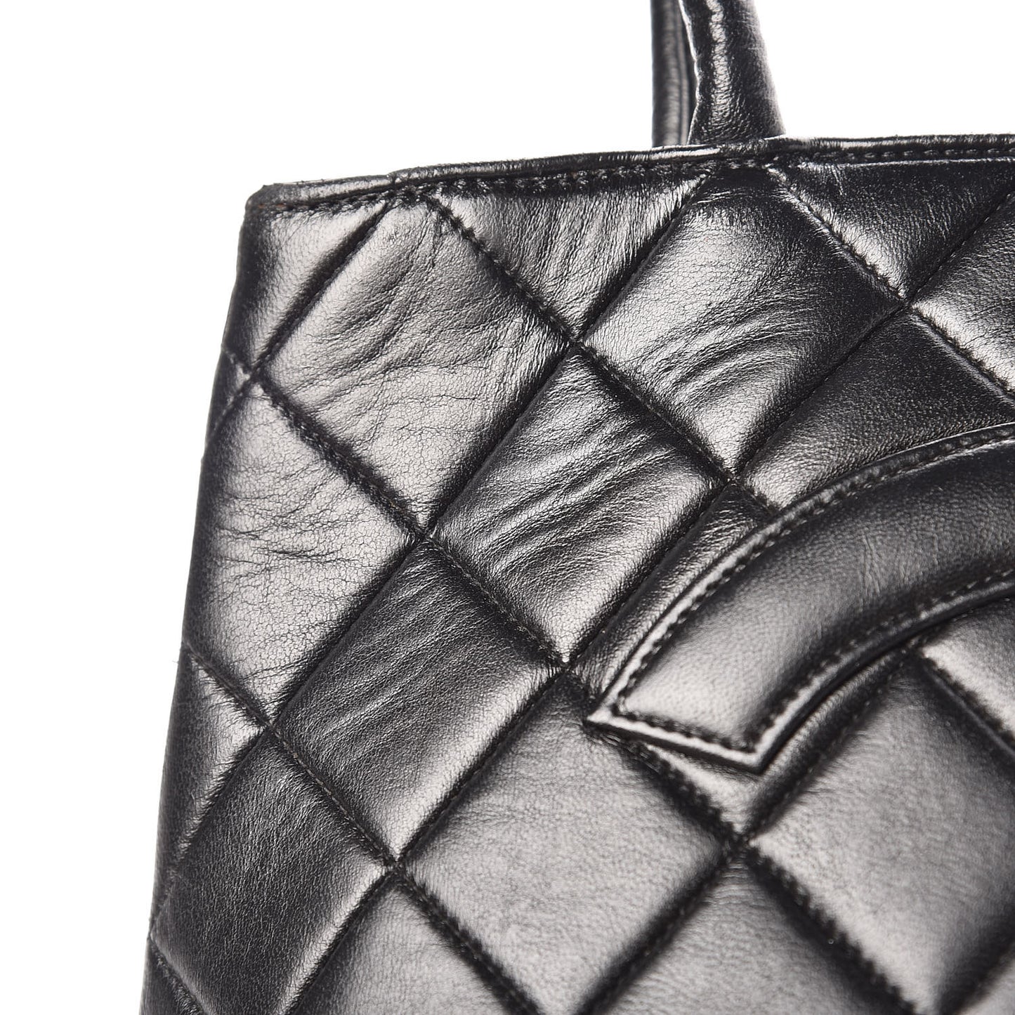 Lambskin Quilted Medallion Tote Black