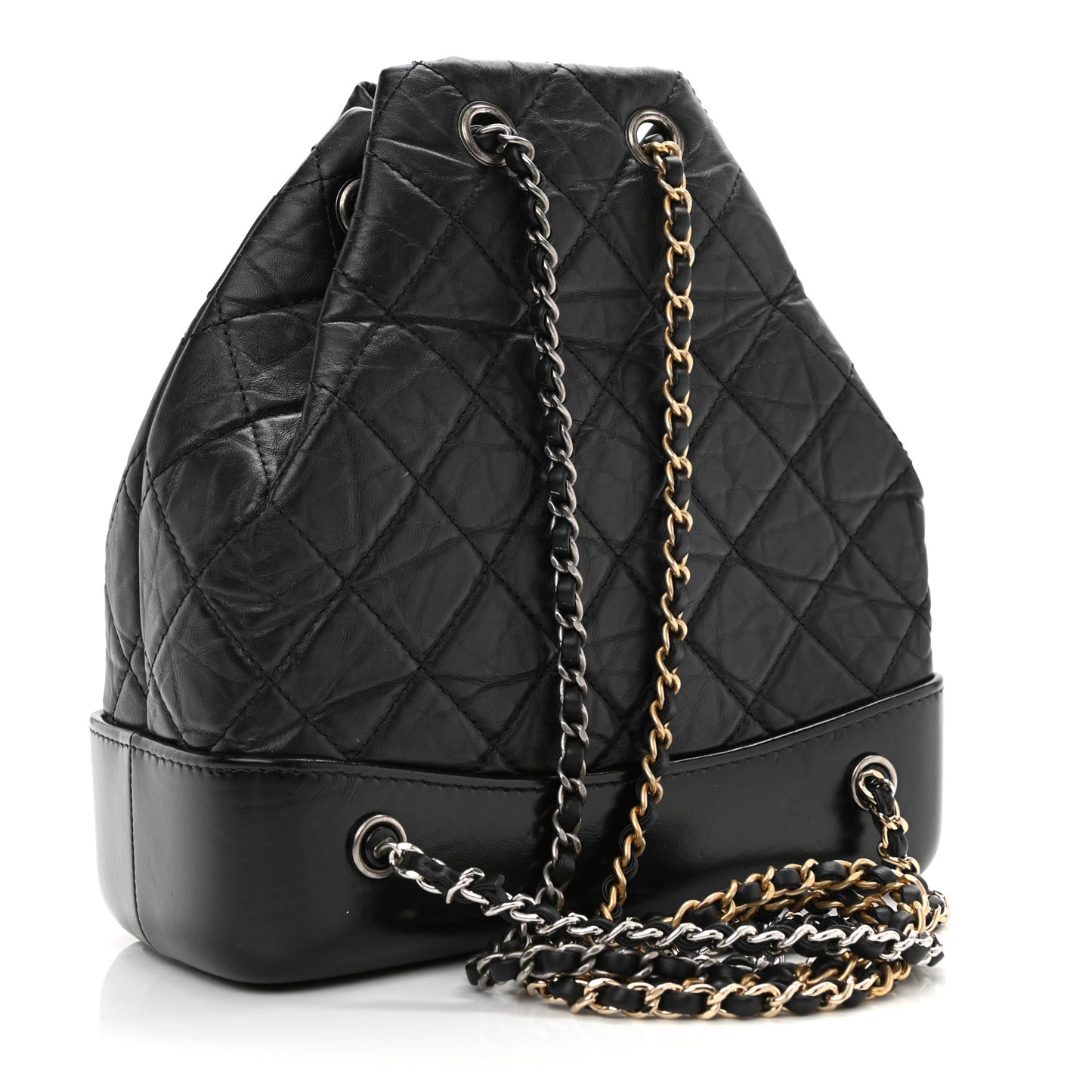 Aged Calfskin Quilted Small Gabrielle Backpack Black
