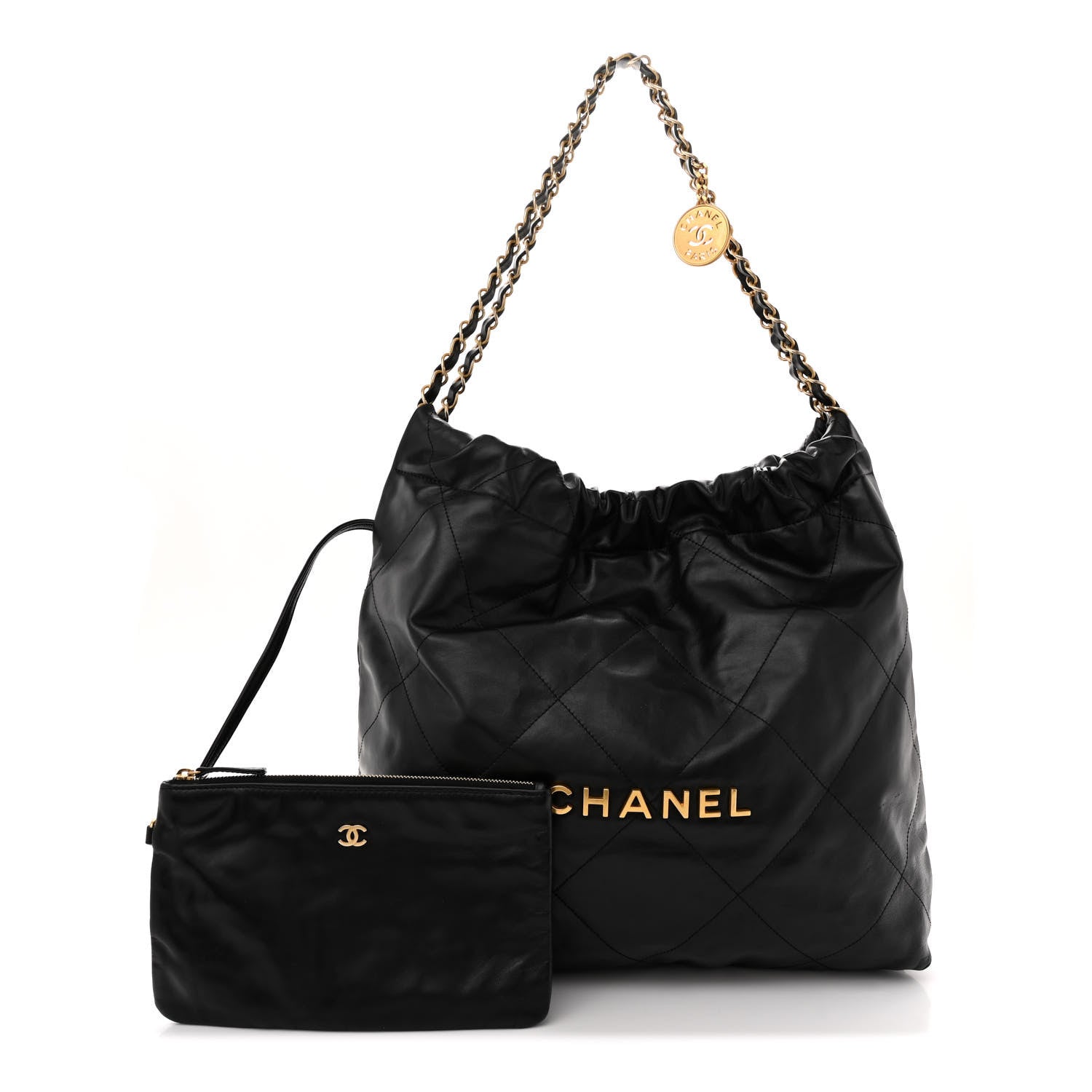 Chanel Shiny Calfskin Quilted Chanel 22 Black 3 of 12