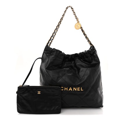 Chanel Shiny Calfskin Quilted Chanel 22 Black 3 of 12